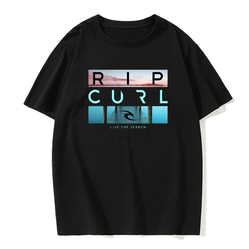 Selling Rip Live the Search Beauty Curl Logo Men's T-Shirt Cotton Top Fashion Men's New T-Shirt Casual Trendy Streetwear