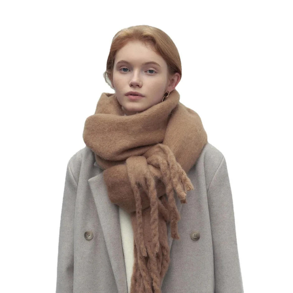 Autumn and winter Dongdaemun solid color versatile soft waxy lazy wind warm long scarf with its own atmosphere scarf