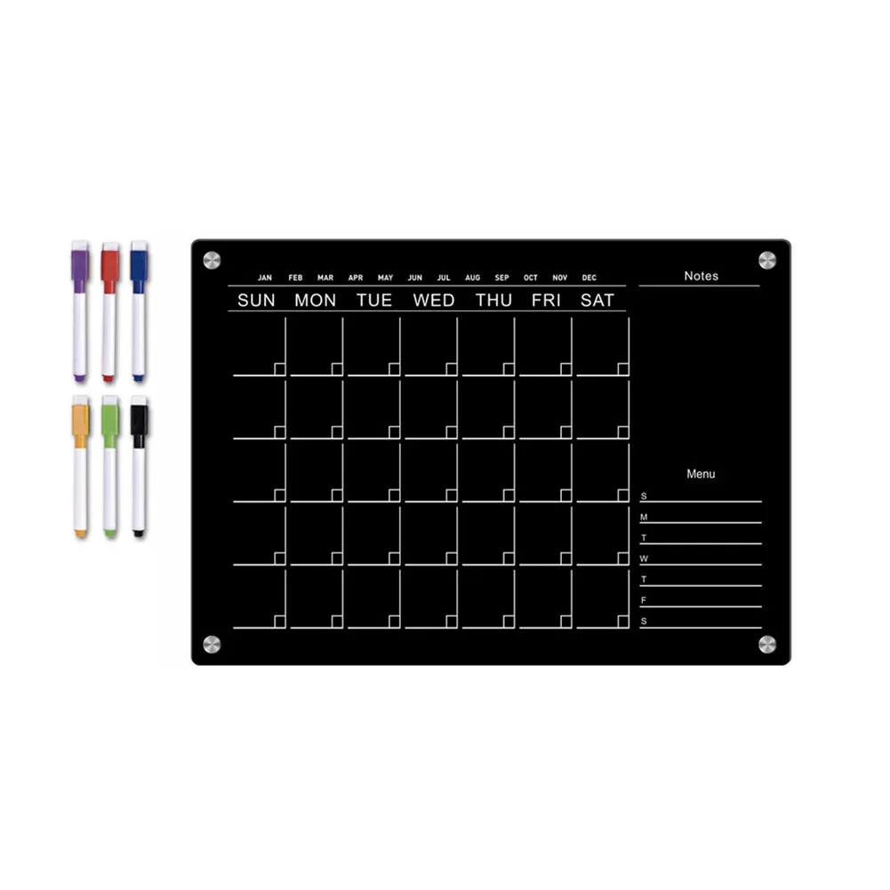 Acrylic Refrigerator Weekly Calendar Set  Plan Your Week Efficiently  Transparent Magnetic Panel  Easy to Clean  Stay Organized