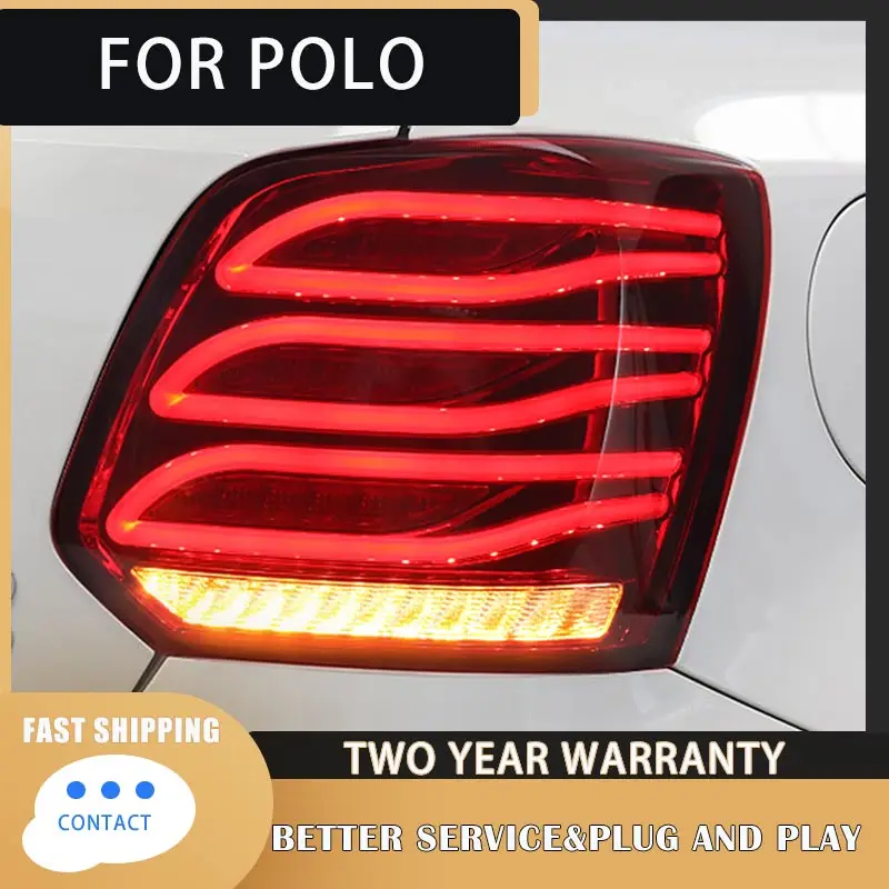 Car Styling For Volkswagen VW Polo Tail Light Assembly 2011-2017 LED TailLight dynamic turn signal Rear Lamp Accessories