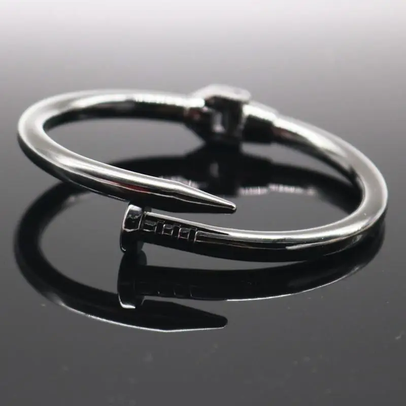 Luxury Unique Double Crystal Nail Head Cross Stainless Steel Bracelet For Woman Love Wedding Gift Bangle Jewelry