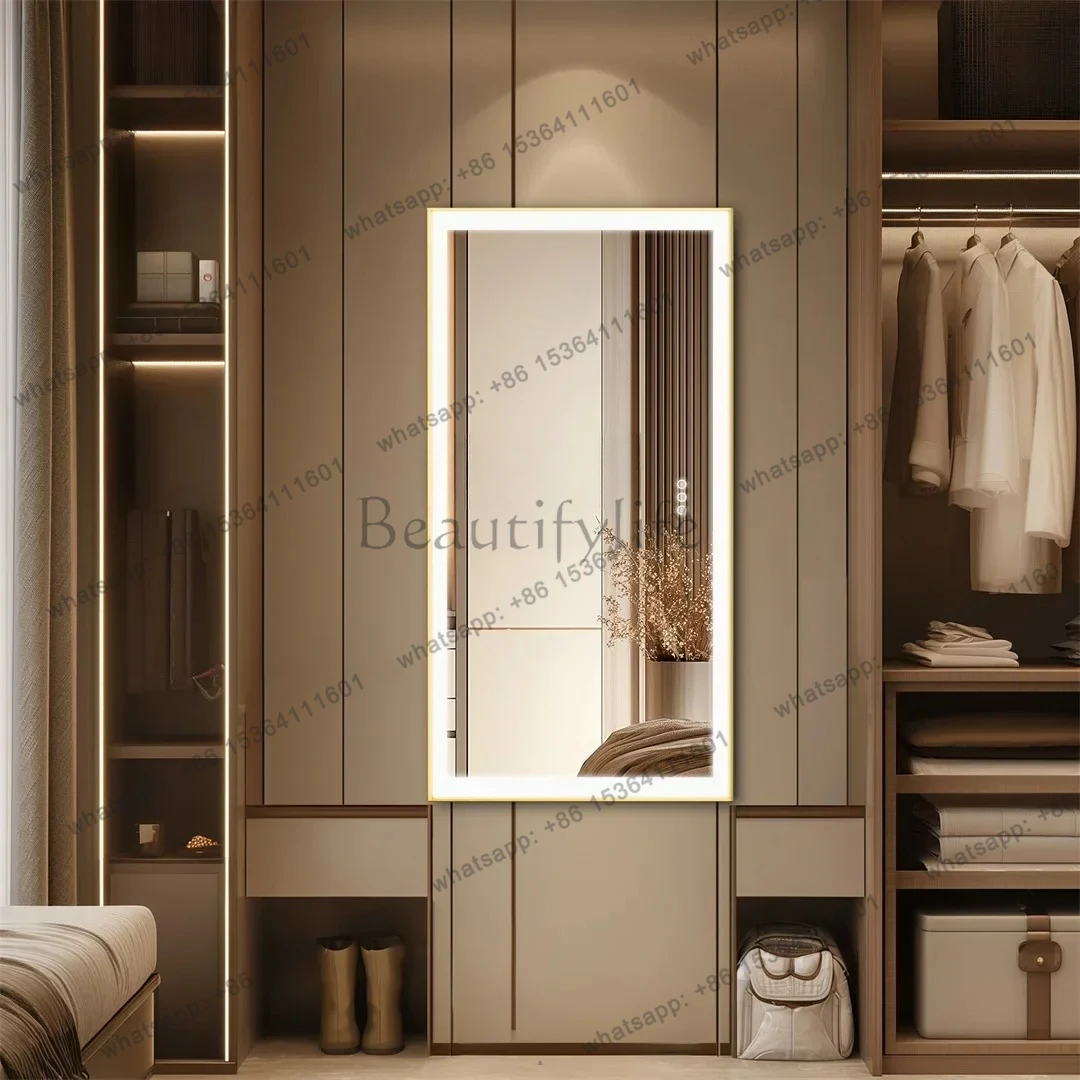 

Large Gold Framed Bathroom Mirror Fogless Smart Touch Illuminate Full Body Dressing Mirror