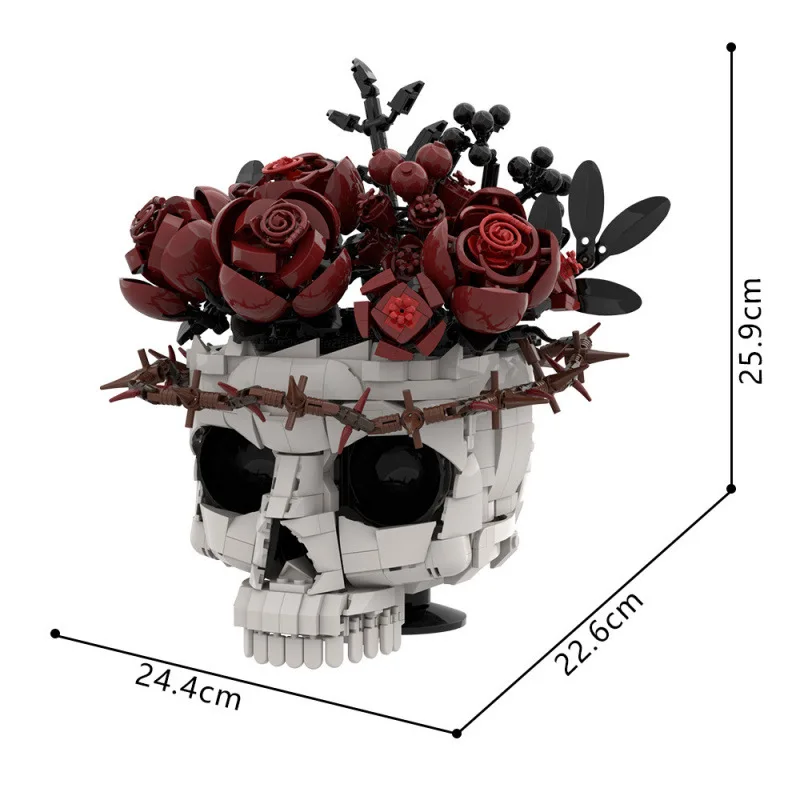 

Gothic Style MOC Building Blocks Model Skull And Eternal Rose Bricks Toys Valentine's Day Halloween Gifts Compatible With LEGO