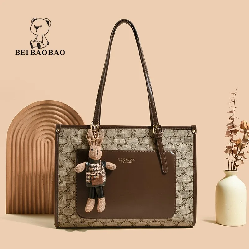 

Big Bags Women Totes Fashion Plaid Pattern Ribbons Shoulder Bag Leather Satchels Working Commute Shopping Large Capacity Handbag