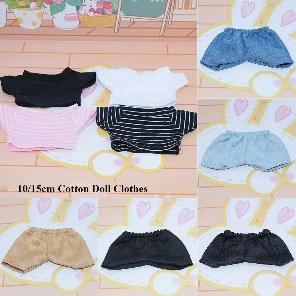 10/15cm Cotton Doll Clothes Fashion T-shirt Clothes Doll Jeans Pants Casual Wears Clothes for 1/12 BJD Dolls Clothes Accessories