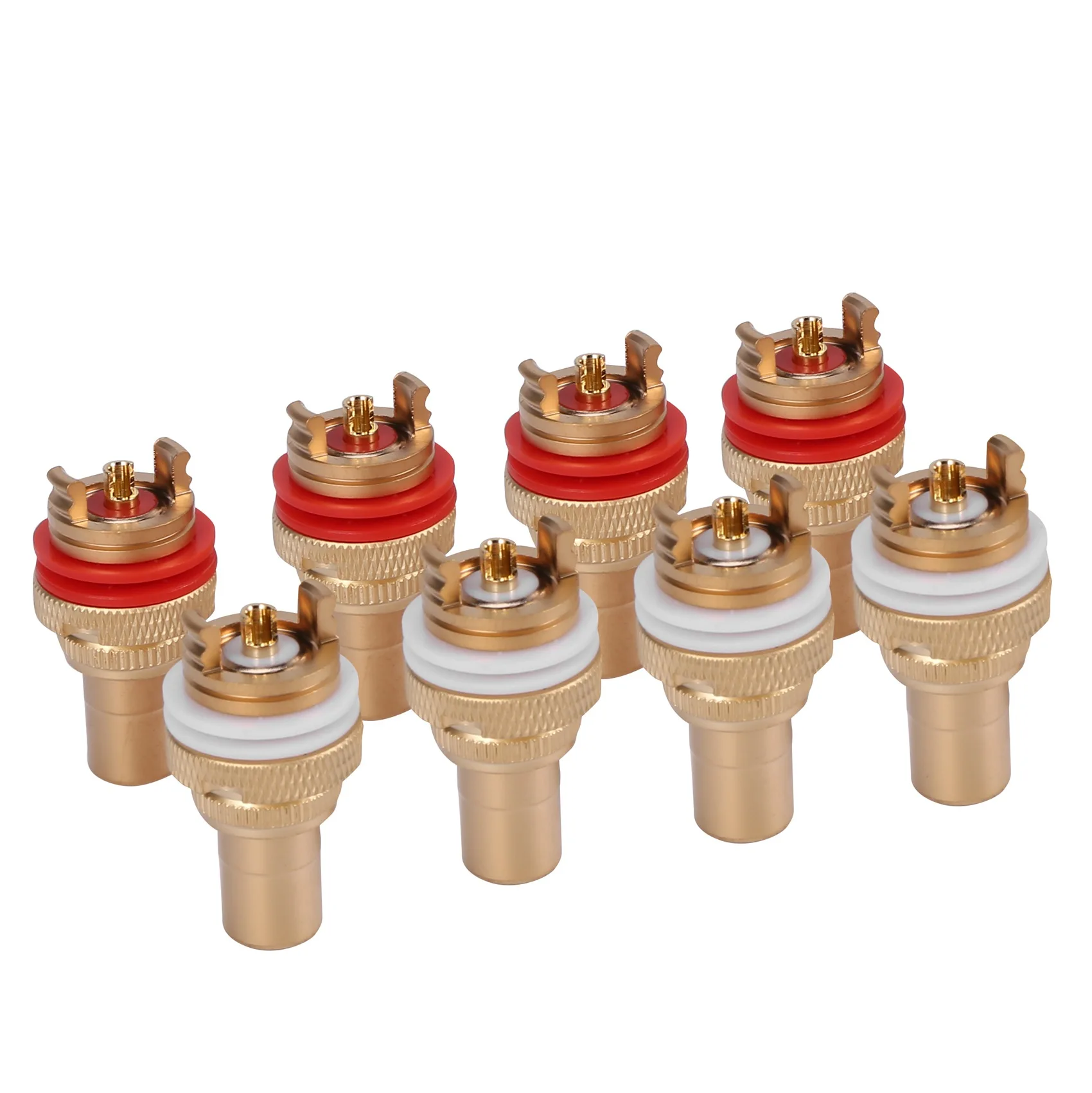 8pcs Red+White RCA Female Socket Chassis High Quality RCA CMC Female Connector Phono Copper Plug Amp HiFi