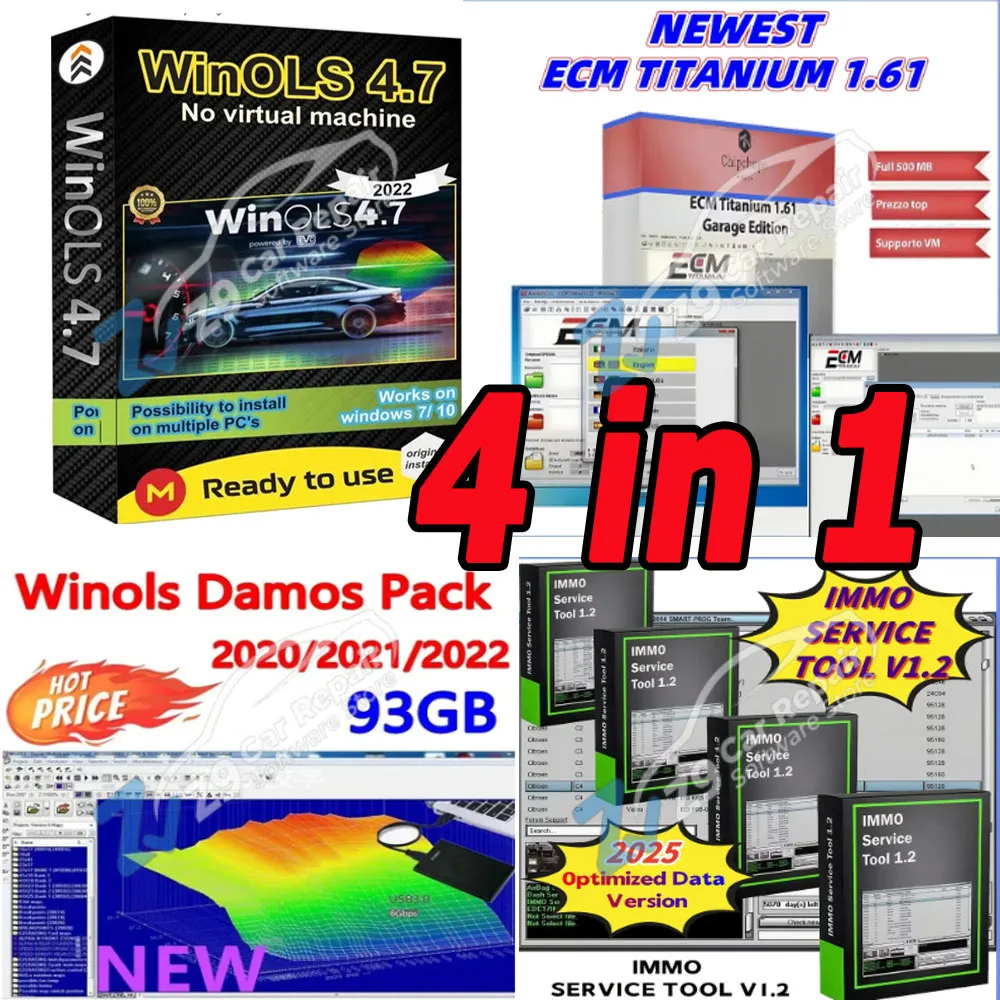 2025 WinOLS 4.7 Auto Repair Software with 93GB Damos Files ECM Titanium 26100 Immobilizer Tool V1.2 And Installation Video Guide