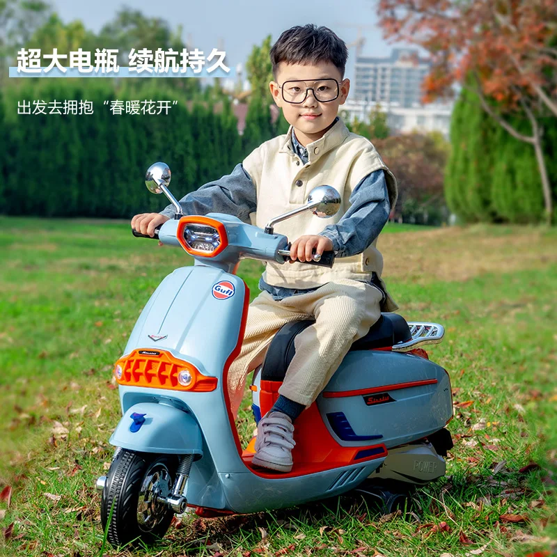 Children's electric motorcycle early education two wheel dual drive seatable battery charging oversized toy car male