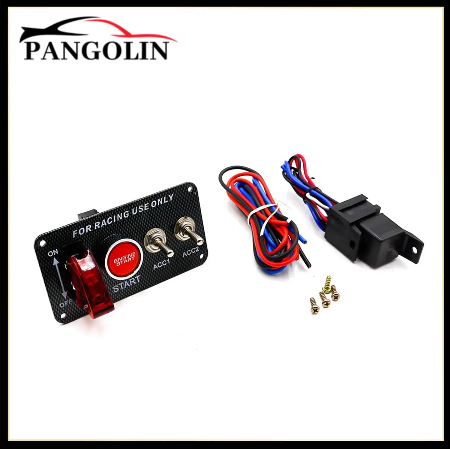 

12V Ignition Switch Panel Automotive Accessories Start Push Button Set For Racing Car Engine Carbon Fiber Car Modification