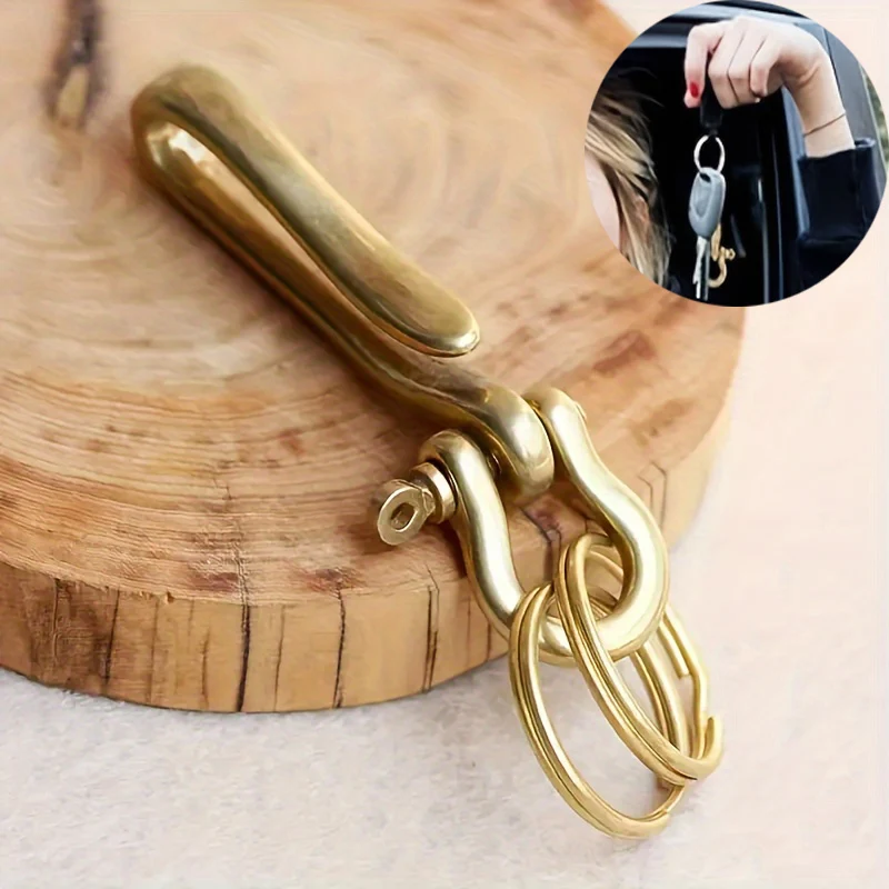 U-Shaped Vintage Brass Keychain Removable Adjustable Multifunctional Wallet Accessory Portable Fashion High Quality Ring Keyhook