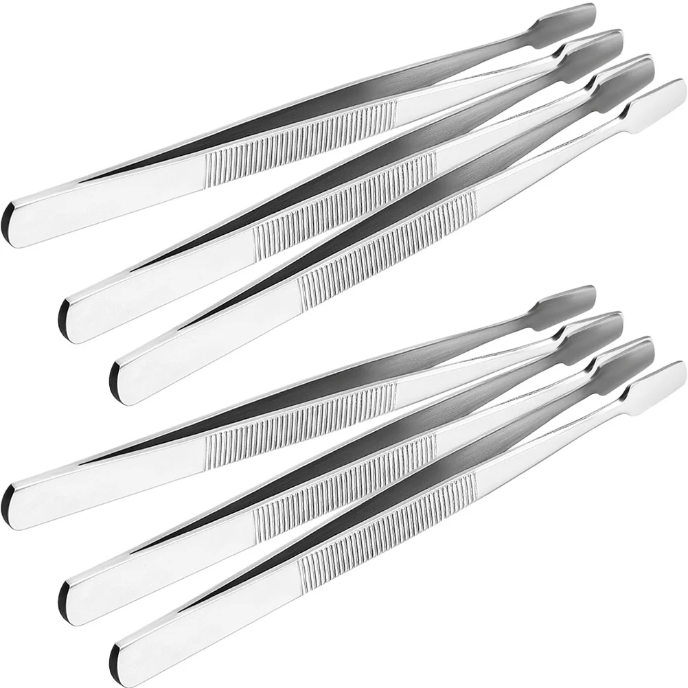 6Pcs Stainless Steel False Eyelash Tweezers Ergonomic Non-Slip Anti-Static Precision Stamp Tool for Jewelry Electronics Crafts