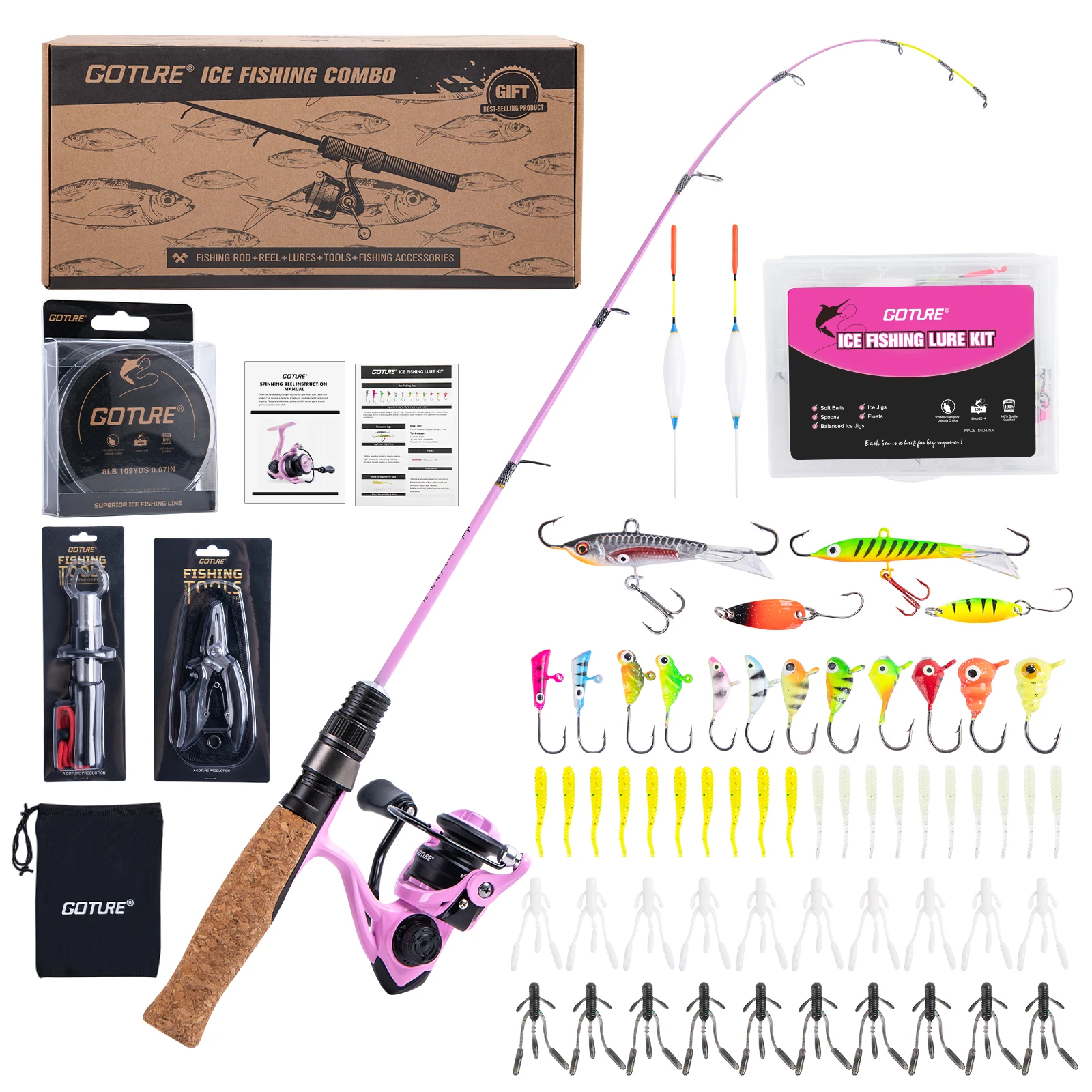 

Goture VIGIL 24in FRP Ice Fishing Rod M Power Портативная удочка для реки, креветок, карпа, 2 секции, зимняя удочка, инструмент Pesca