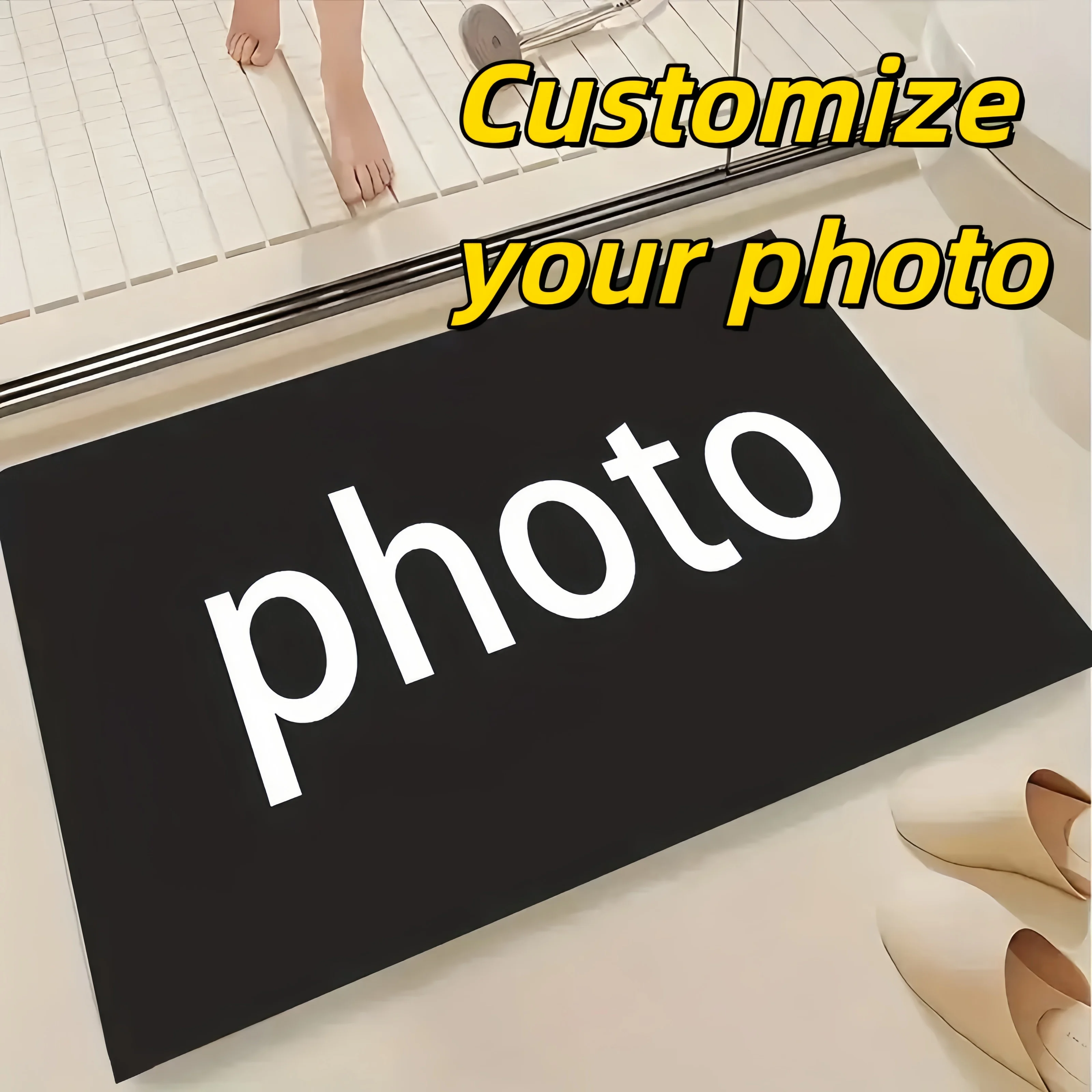 Personalized Custom Floor Mat Custom Photo Rectangle Bathroom Mat Soft Carpet Rug for Bathroom Living Room Indoor Home Decor