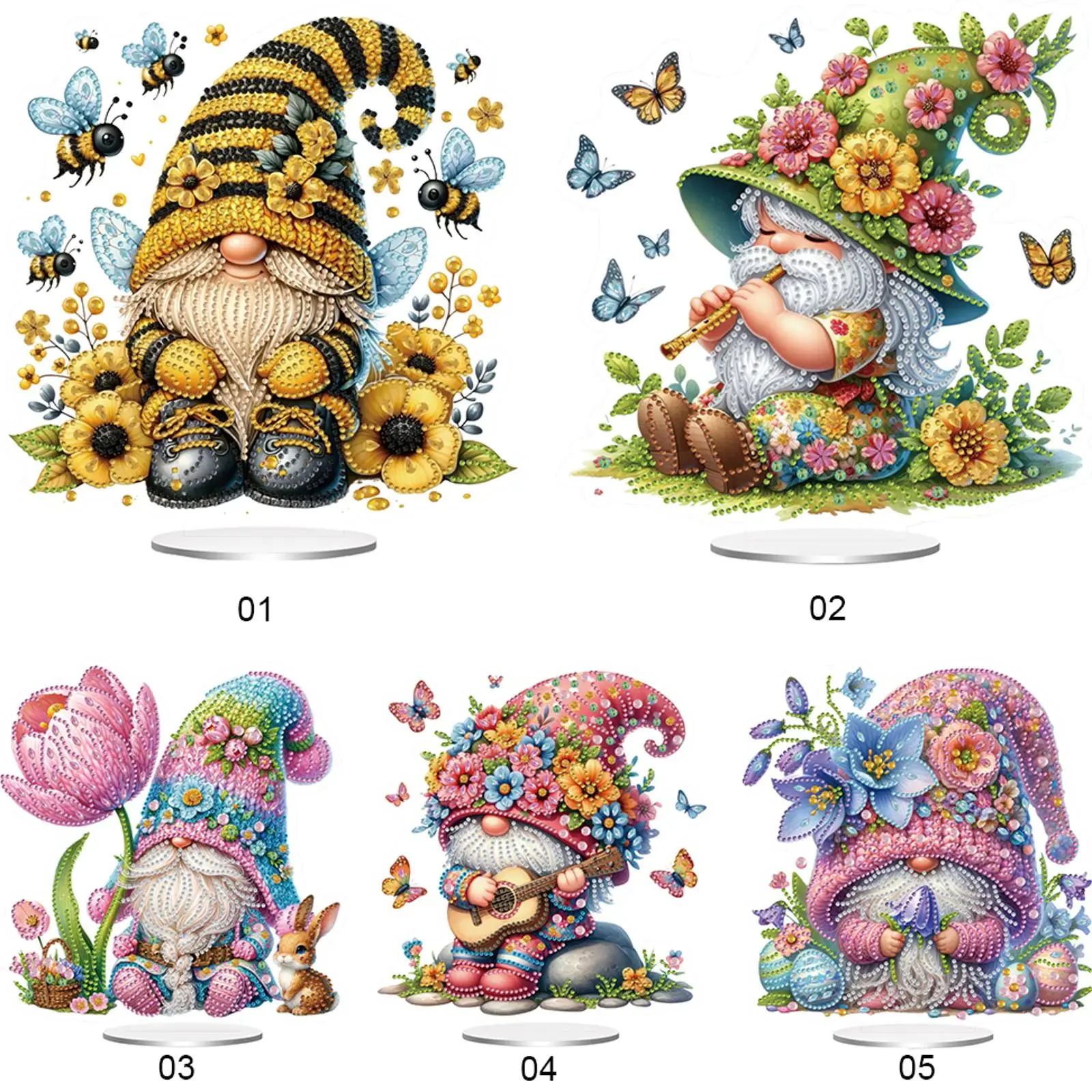 

Acrylic 2D/Flat Gnome DIY Desktop Diamond Art Kits Diamond Painting Desktop Ornaments Kit Diamond Painting Desktop Decorations