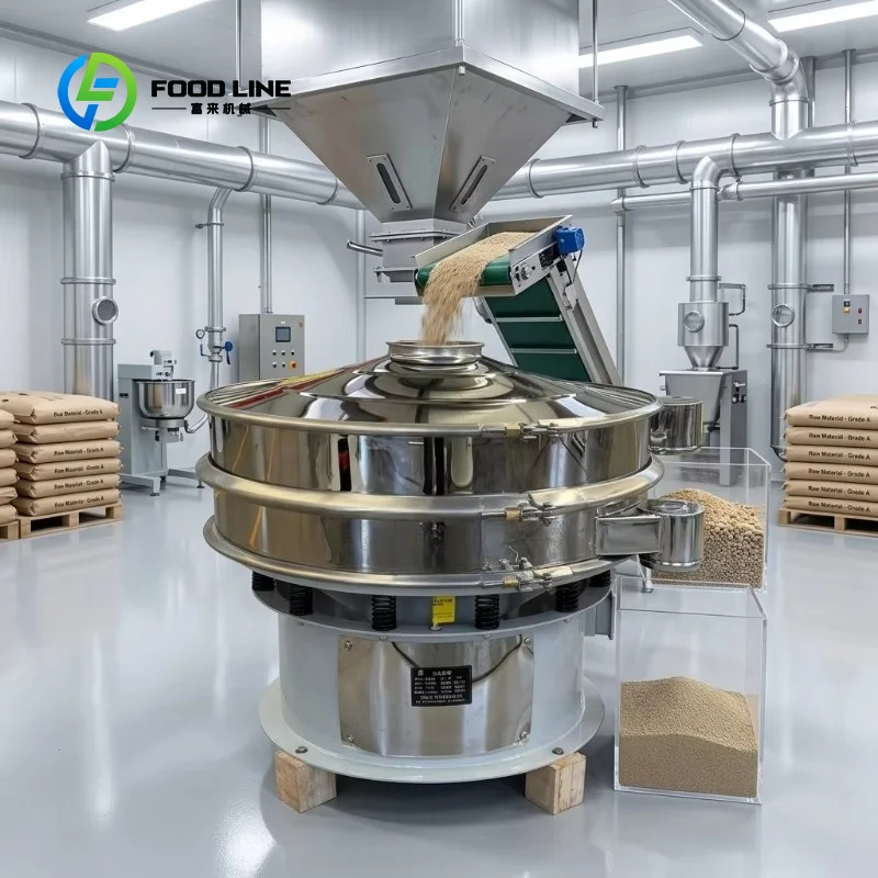 Customized food grade SUS304 vibrating sieve high capacity 0.5-5 ton screening equipment for food processing factory