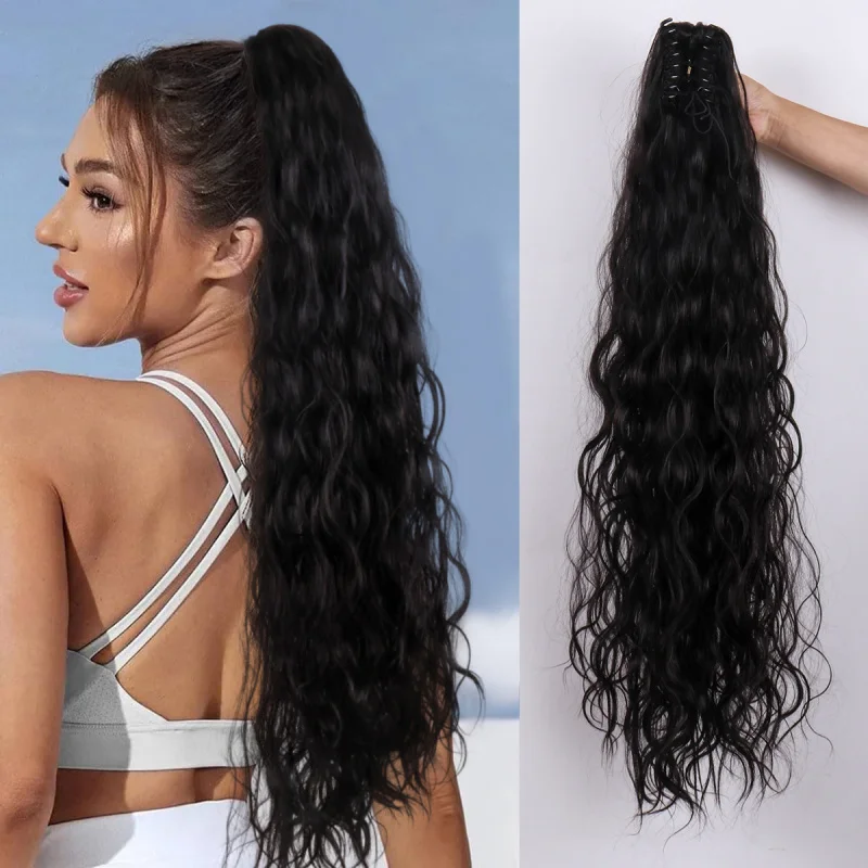 

Elegant Corn Perm Long Claw Clip Ponytail Stylish Super Fairy High-Temperature Silk Same Style Girl Fluffy Claw Clip