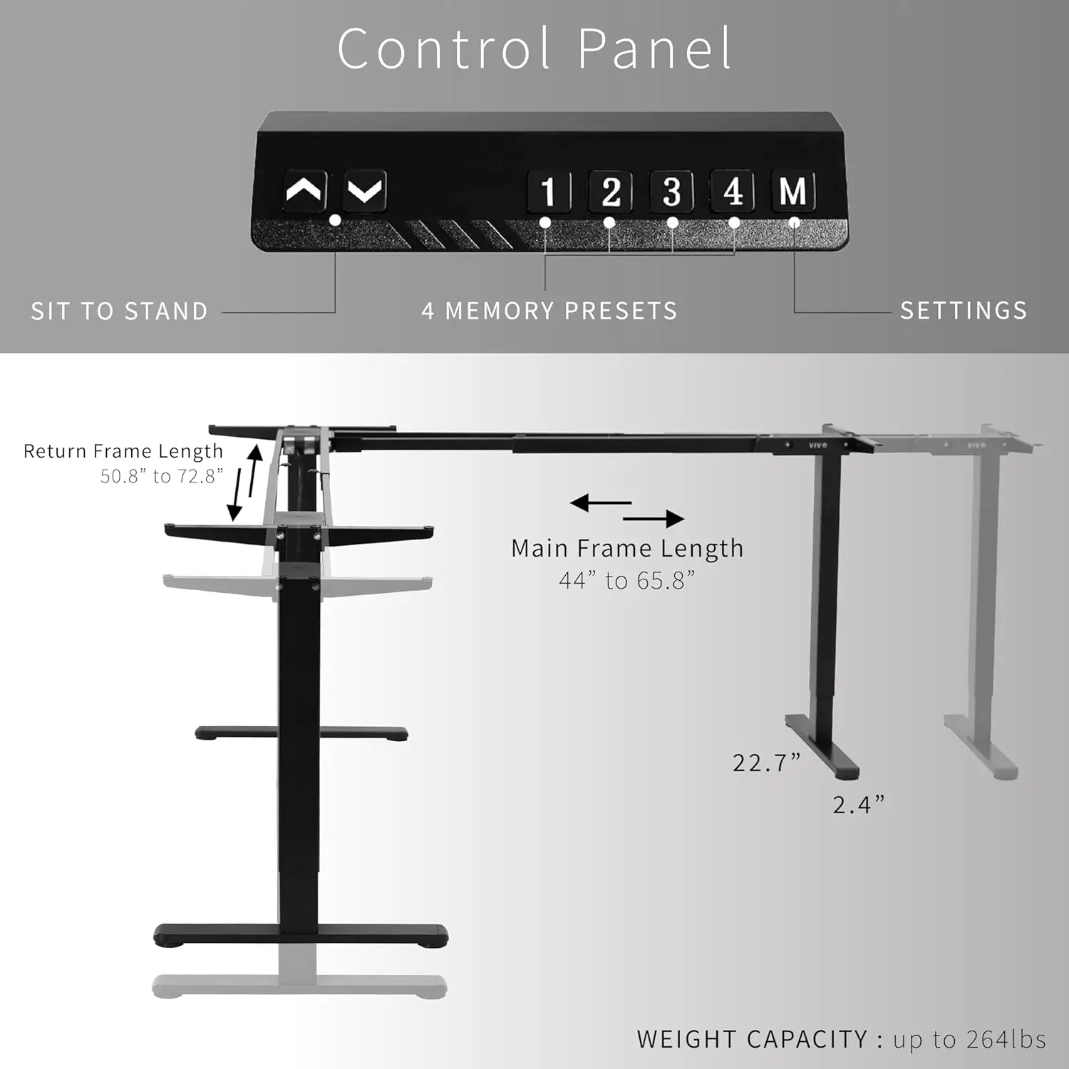 Electric Multi-Motor Height Adjustable Corner 3 Leg Standing Desk Frame, Sit Stand Ergonomic L Frame with Push Button Controller