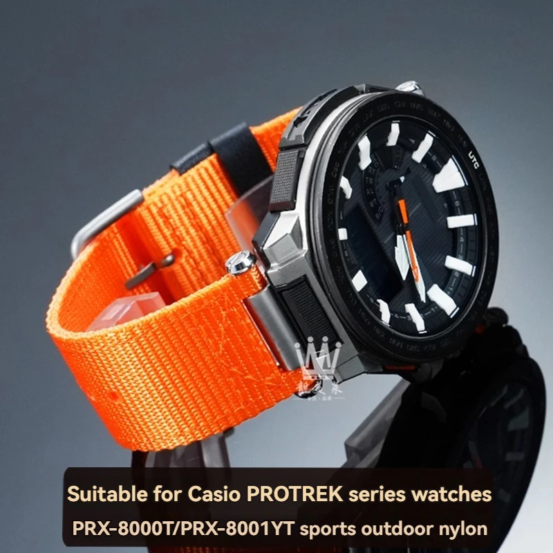 

For Casio PROTREK series PRX-8000T/PRX-8001YT modified sports outdoor nylon canvas watch strap men's accessories