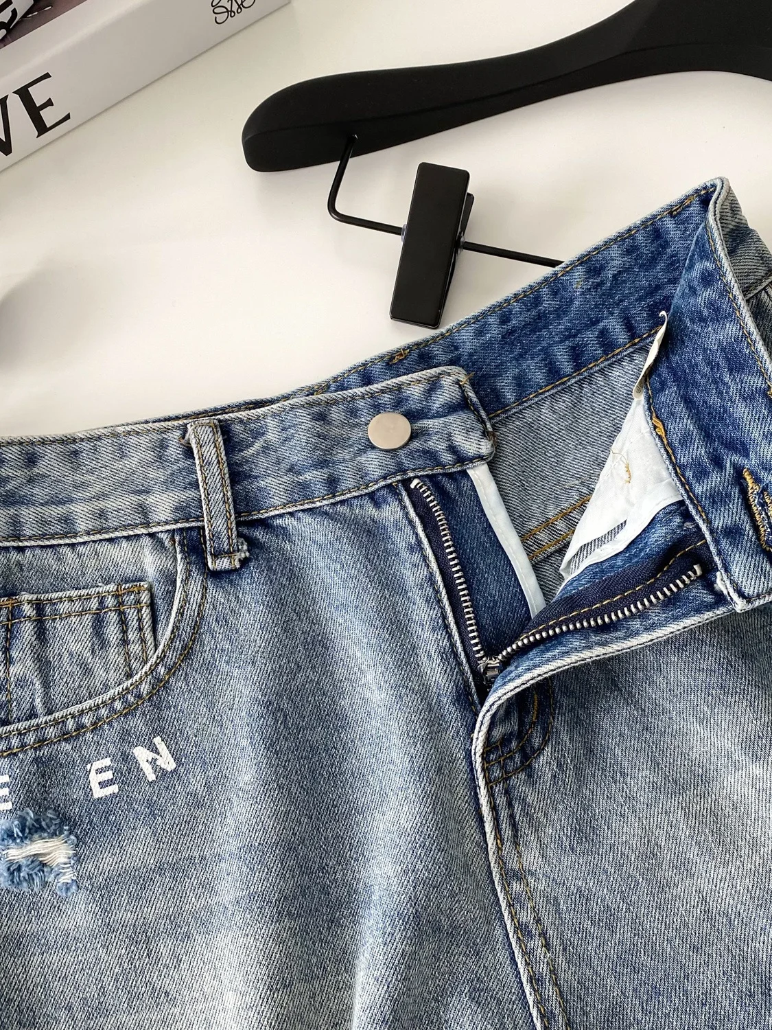 

High Waist Torn Hollow out Denim Jeans Women Summer Korean Faion Casual Pants Sweet Cool Spicy Girl Design Sensation