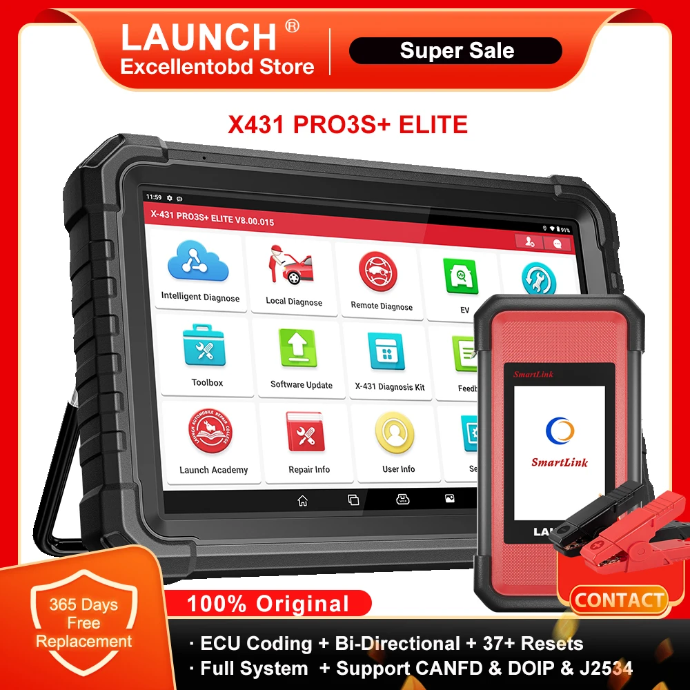 

LAUNCH X431 PRO3S+ ELITE Smartlink C V2.0 Car Diagnostic Tools J2534 CANFD DOIP Full System Auto OBD OBD2 Scanner 2 Years Free