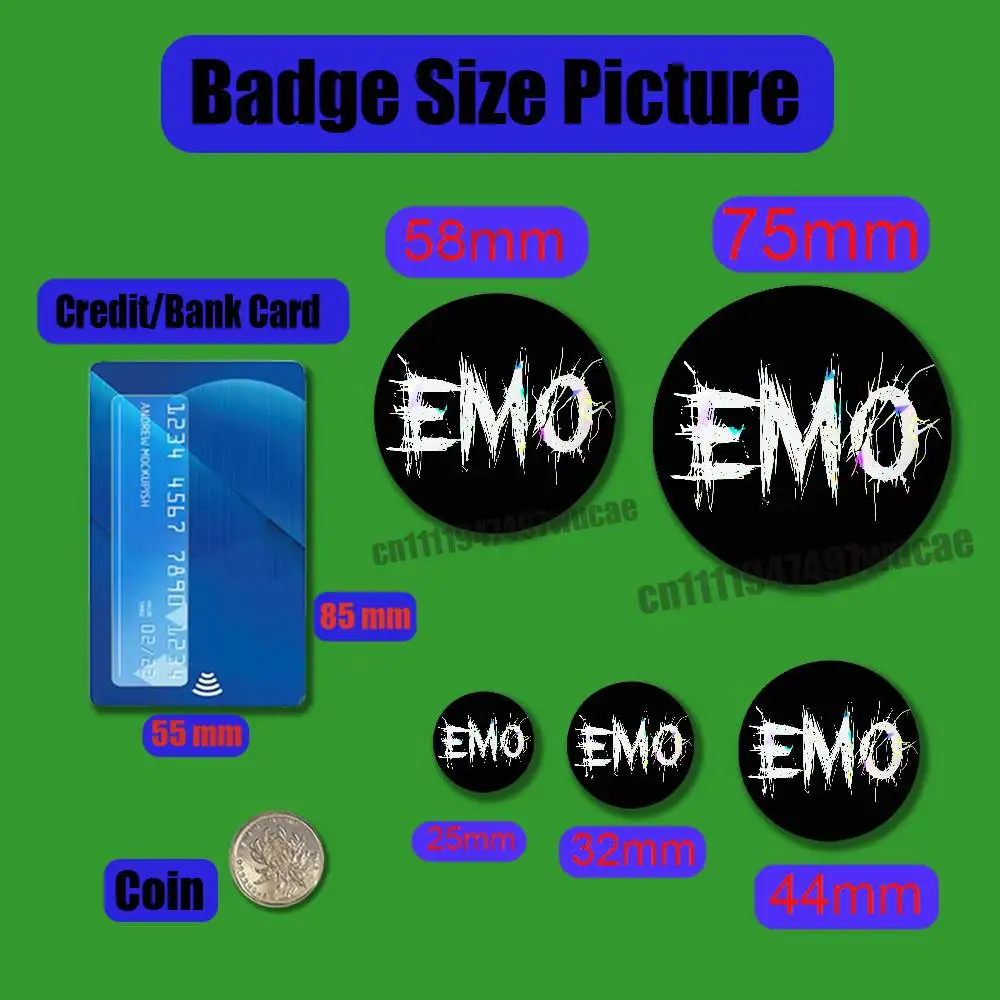 For I Love Emo Boys Girls Badge Case Custom Pin Insignia Emblem Round 25mm Brooch Button Laser Cover - view 2