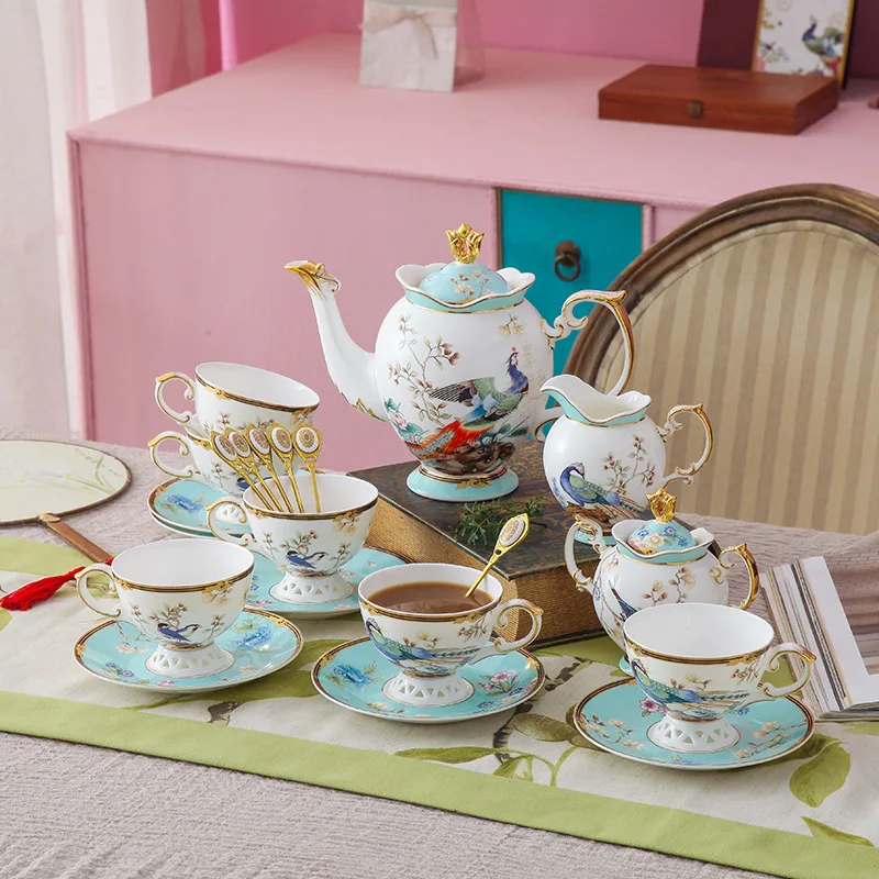 Middle East British Afternoon Tea Set - Luxury Bone China Ceramic Coffee Cup Saucer Set European Elegant Exquisite Tableware