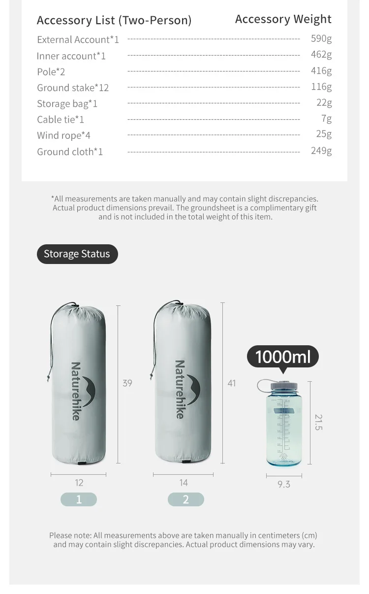 Naturehike 2026 Neues Ultraleichtes Wasserdichtes Atmungsaktives Zwei-Personen-Wanderzelt Outdoor Sechs-Fenster-Campingzelt mit Schnellaufbau – Detail 20