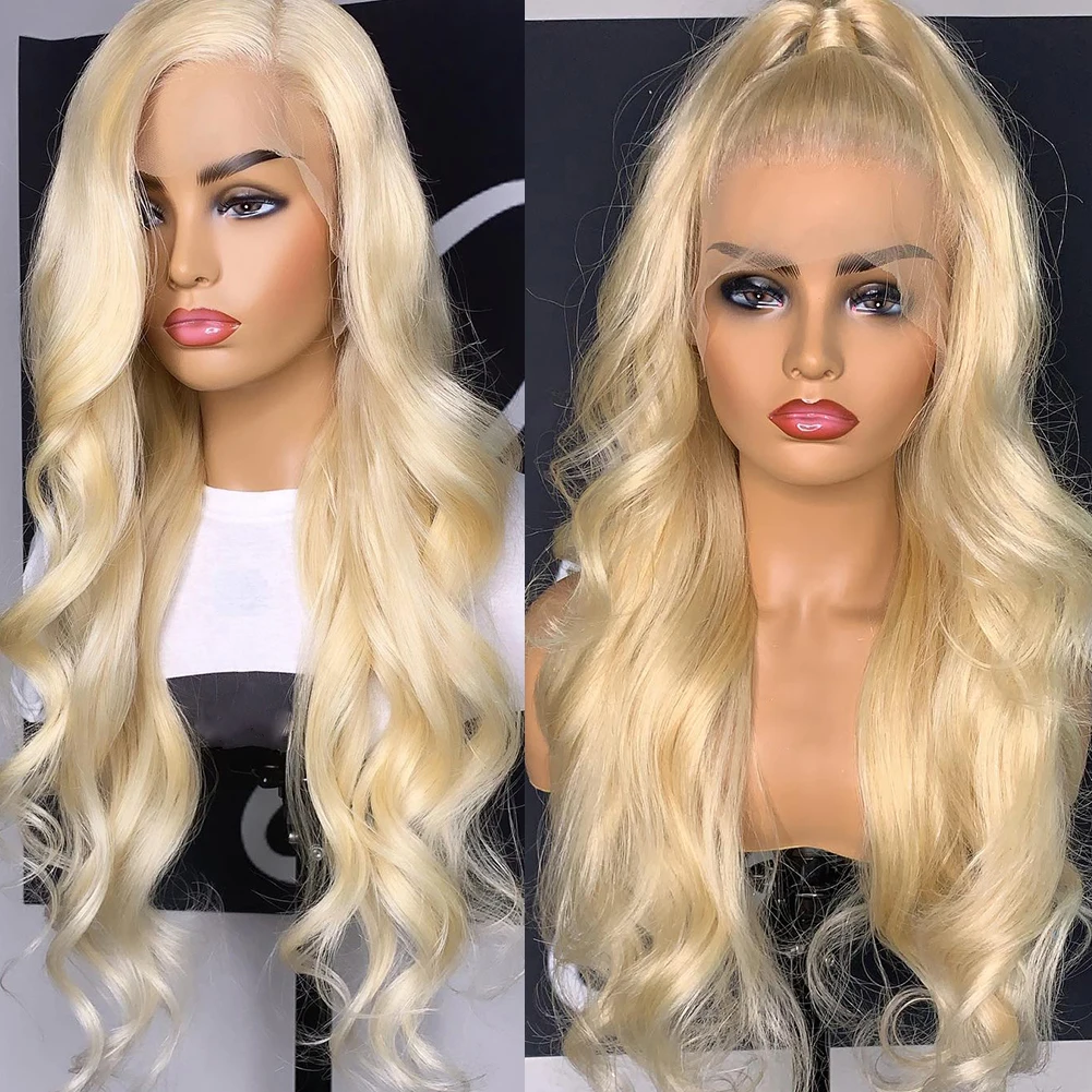 

Soft Preplucked Blonde 613 Glueless 26 Inch Long 180% Density Body Wave Lace Front Wig For Black Women Babyhair Preplucked Daily