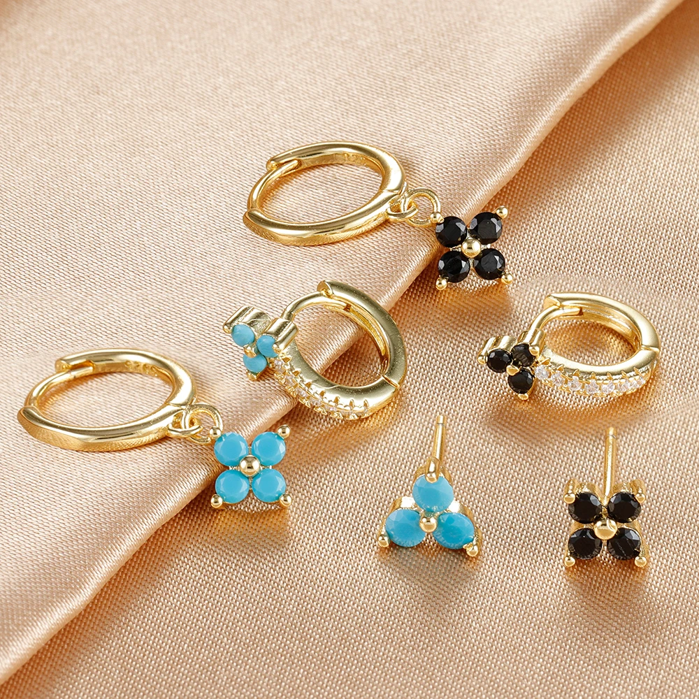 3PCS Fashion Stainless Steel Flower Small Hoop Earrings Set for Women 18K Gold Plated Huggie Cartilage Piercing Jewelry aretes image 5