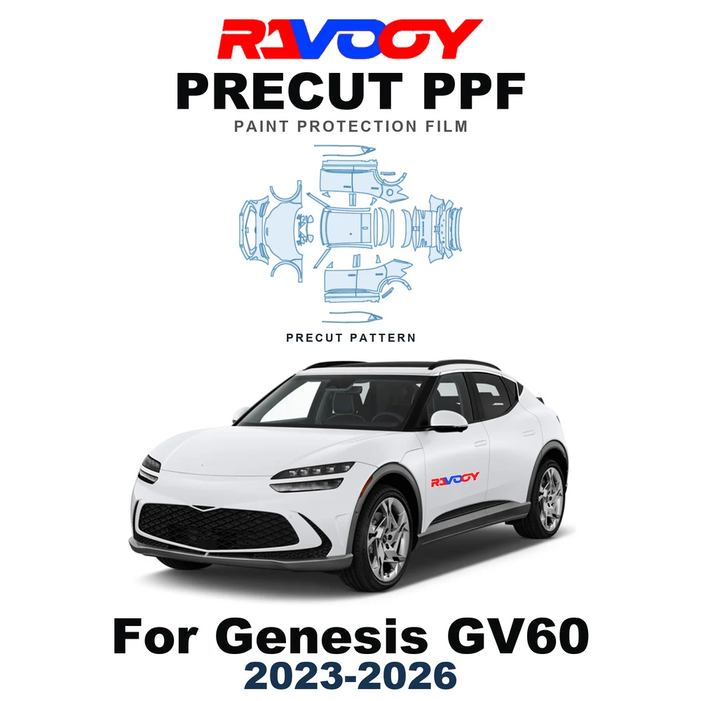 Precut PPF For Genesis GV60 2023-2026 8.5mil TPU Paint Protection Film Hood Bonnet Bumper Headlight Self-Healing Clear Kit Roof