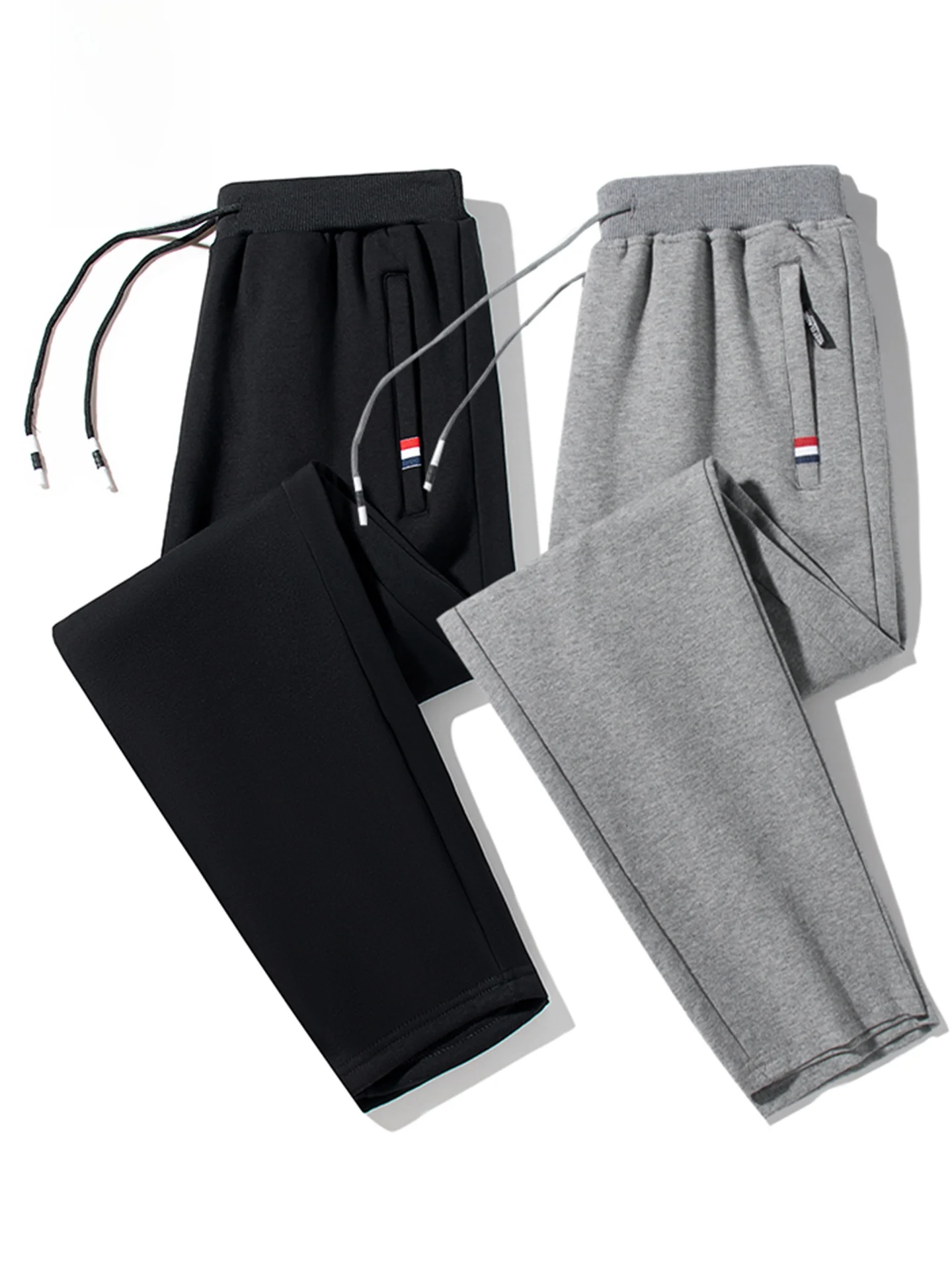Men's Casual Fce Lined Thiened Cotton Straight Leg Fitn Sports Pants Autumn Winter Pure Cotton Sweatpants