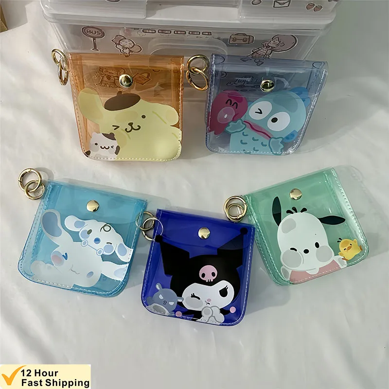 Kawaii Kuromi Cinnamoroll Pochacco Pvc galaretkowa tekstura portmonetka Sanrio Anime dziewczyna serce śliczny brelok do kluczy do przechowywania