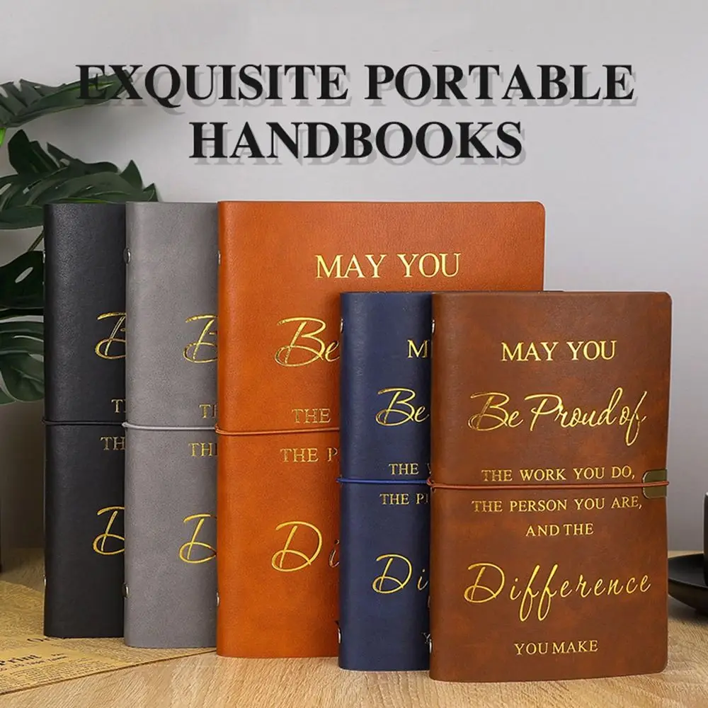 

80 Sheets A5 English Notepad English Soft PU Leather Cover Loose-leaf Notebook Portable Wear-resistant Handbook Stationery