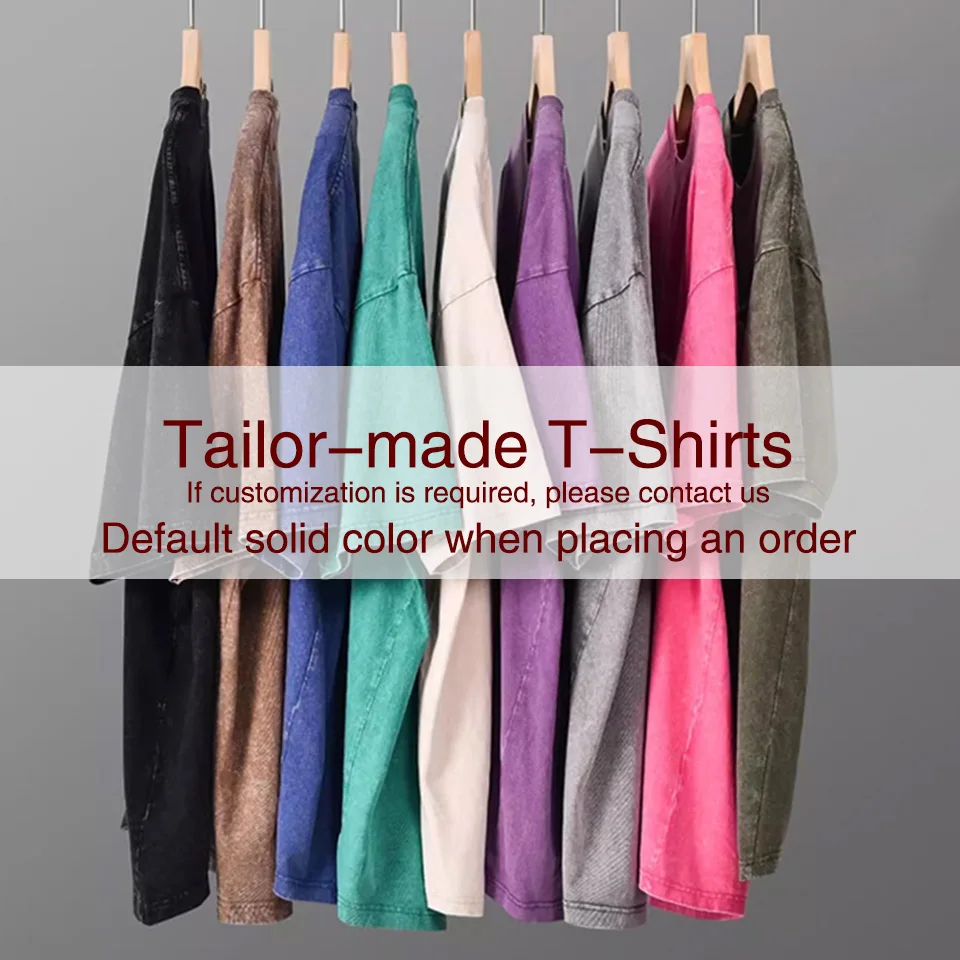 Tailor-Made T-Shirts Men Washed Vintage Oversized T-Shirt Street Tee Women Harajuku Casual Cotton Short Sleeve Acid Wash Top