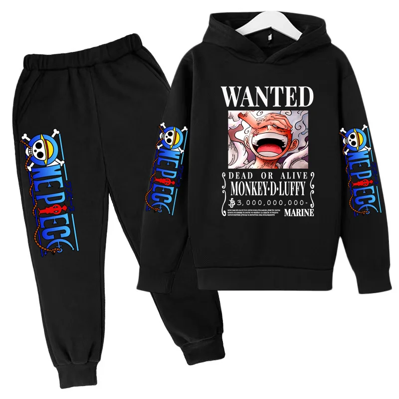 

Kids Clothing Boys Girls Toddler Hoodie Pirate King Charming Luffy Sweatshirt 3-12Y Top+ Pants 2P Cute Casual Sports Jogging Set