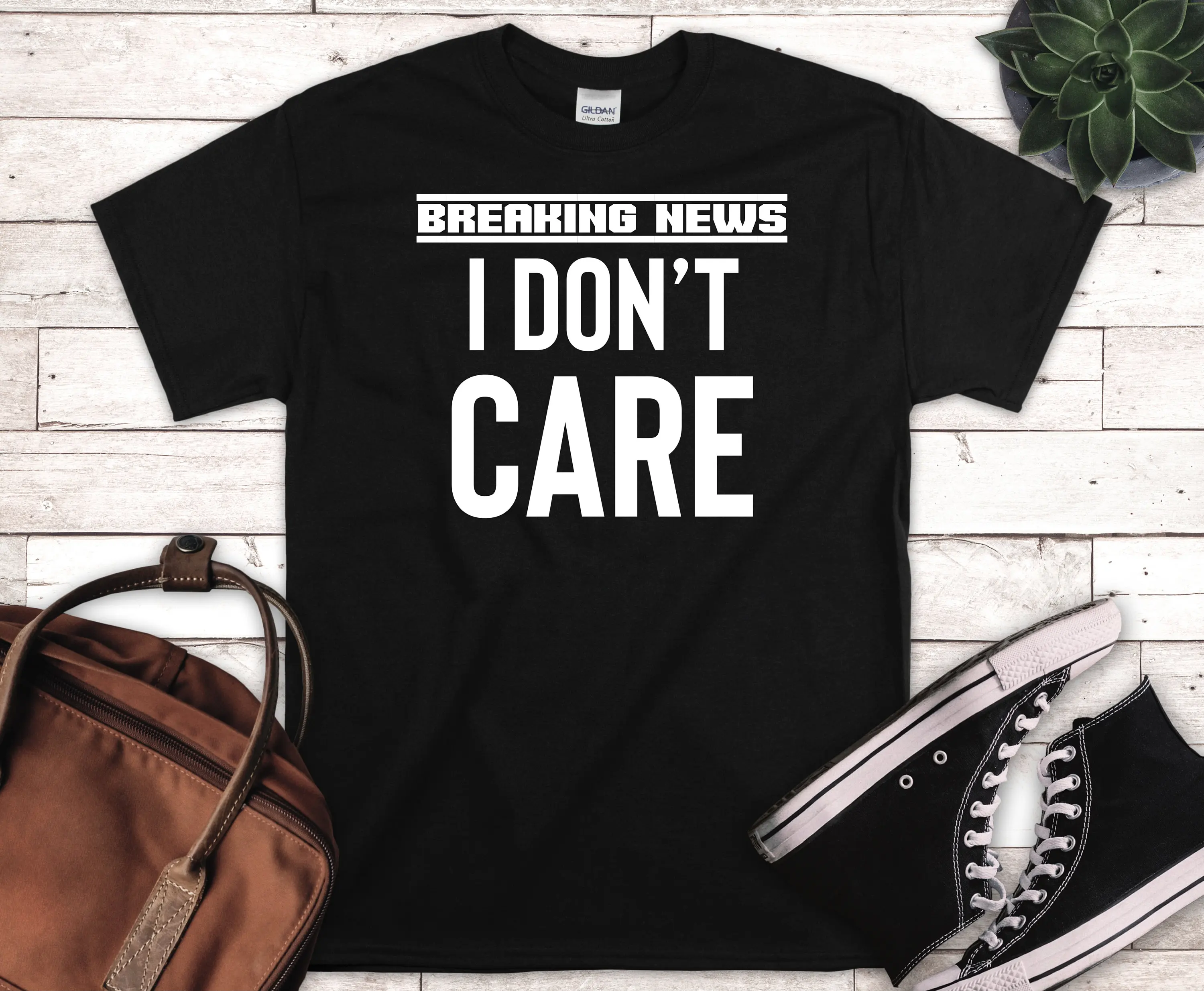 Funny Mens T Shirt Sarcastic For Men Novelty Saying Offensive Breaking News I Don'T Care S