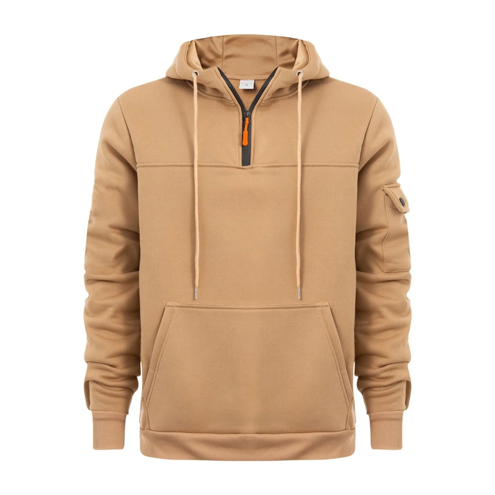 Men's Fashion Hoodies With Drawstring Quarter Zip Splicing Pullover Athletic Workout Fit Long Comfortable Solid Color Hoodies