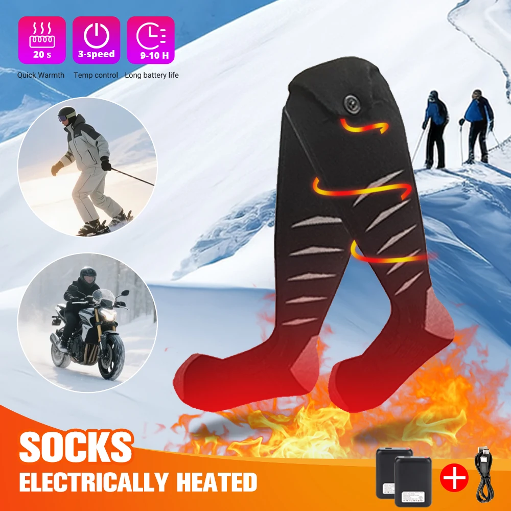 

﻿Electric Heated Socks 3 Modes Winter Thermal Socks Remote Control Motorcycle Washable Outdoor Ski Heating Socks for Men Women