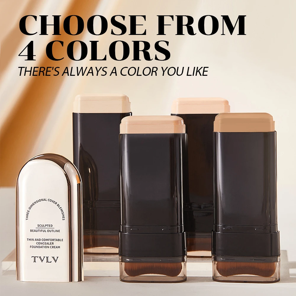 Foundation-Stick mit integriertem Pinsel, 4 Farben, vollständig deckende Concealer-Foundation-Creme, langanhaltende Ölkontrolle, Gesichtskonturierung – Detail 3