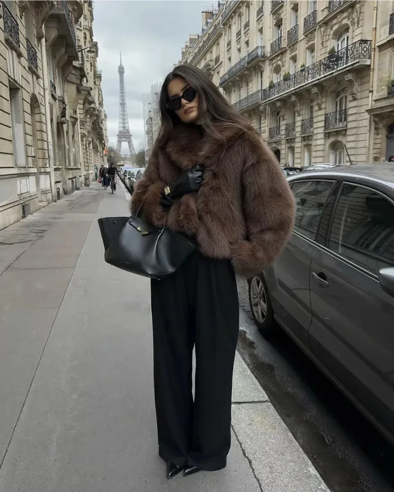 

Зимняя женская куртка ETJ 2025: новая классическая модель, однотонная, с воротником из искусственного меха, теплая короткая куртка, доступна в нескольких цветах