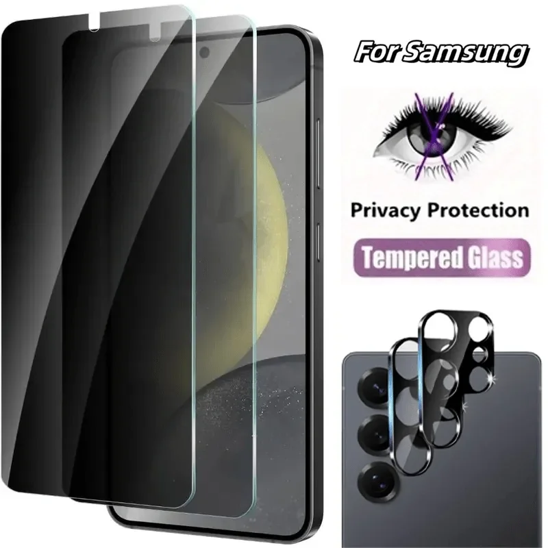2 + 2 Stück Sichtschutzfolie für Samsung Galaxy S25 S24 Ultra S23 S22 S21 Ultra Plus S23 S21 FE mit Kameraobjektivschutz