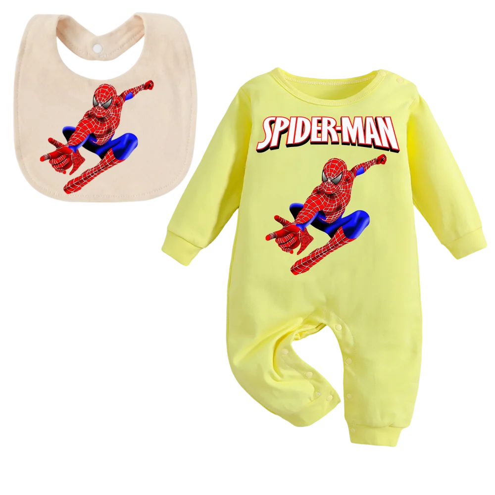 

Adorable Cartoon Cotton Baby Romper with Bib for 0-6 Months Baby