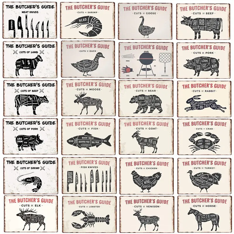 Vintage Grill Regeln Zinn Zeichen Poster decorative Metal Wand plate for Küche Wohnkultur Accessories Retro-Style Wand kunst