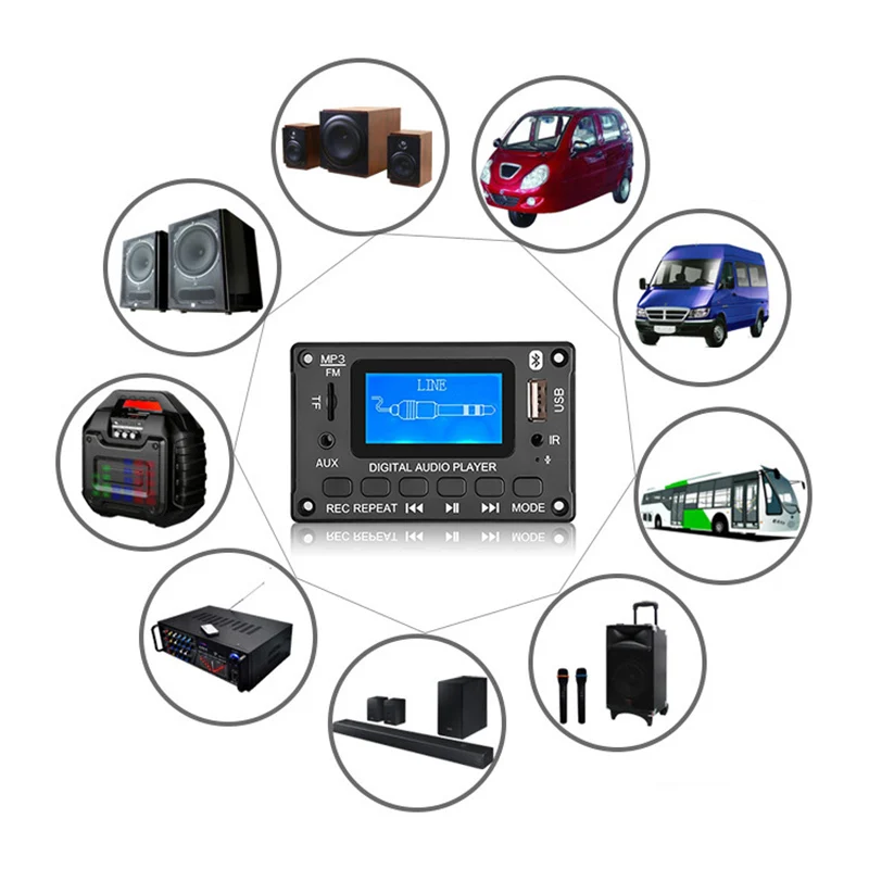 

Car Bluetooth MP3 Decoder Board LCD Display MP3 Audio Module Speaker Support FM Radio AUX USB Decoding MP3 Player