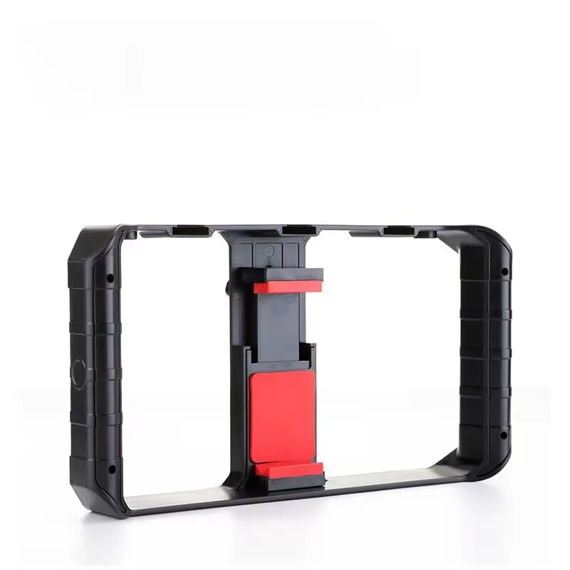 

PyroGraphy Universal Mobile Phone Cage with Spring-loaded Phone Clamp 1/4" Thread Holes Cold Shoe Mounts Comfortable Handle Grip
