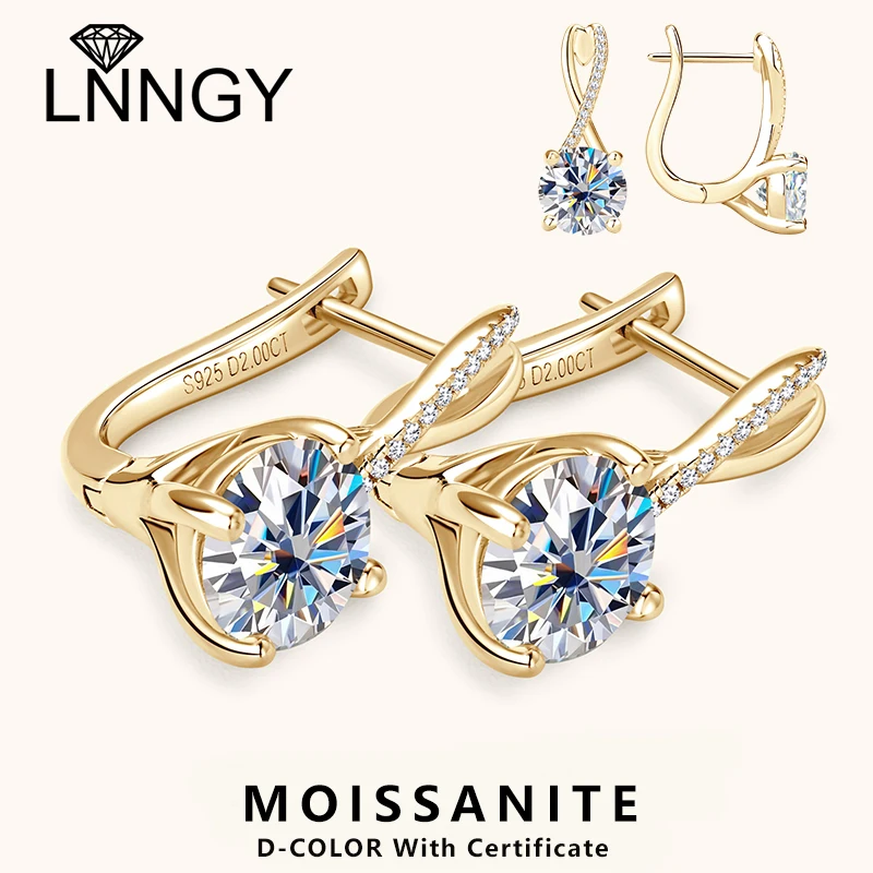 

Lnngy ohrringe silber 925 Sterling Silver Hoop Earring Certified 8MM 2ct Moissanite Infinity Earring For Women Daily Jewelry