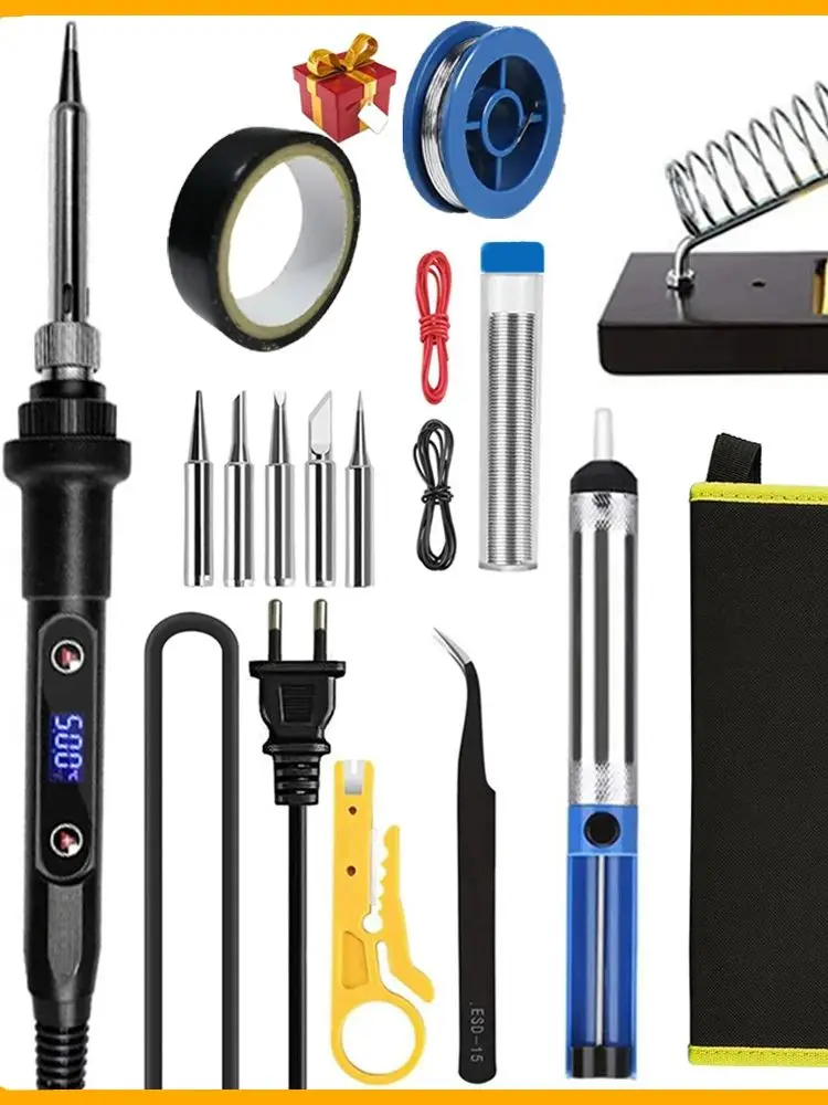 Novo ferro de solda elétrico 16 em 1, 80w, display digital lcd, 180-500, cabeça substituível