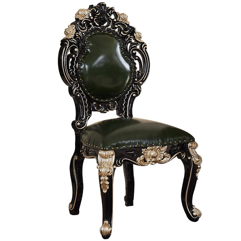 European Solid Wood Dining Chair Home Full Oak Carved Chair Hotel Book Desk American Dining Boss Office
