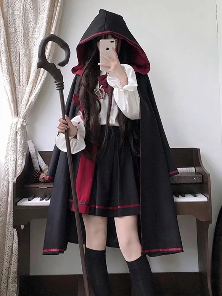 

Magic Academy Costume Set ort Skirt And Cloak Women's Cute Sle Lolita loween JK orm Cosplay Clothes Long Sve
