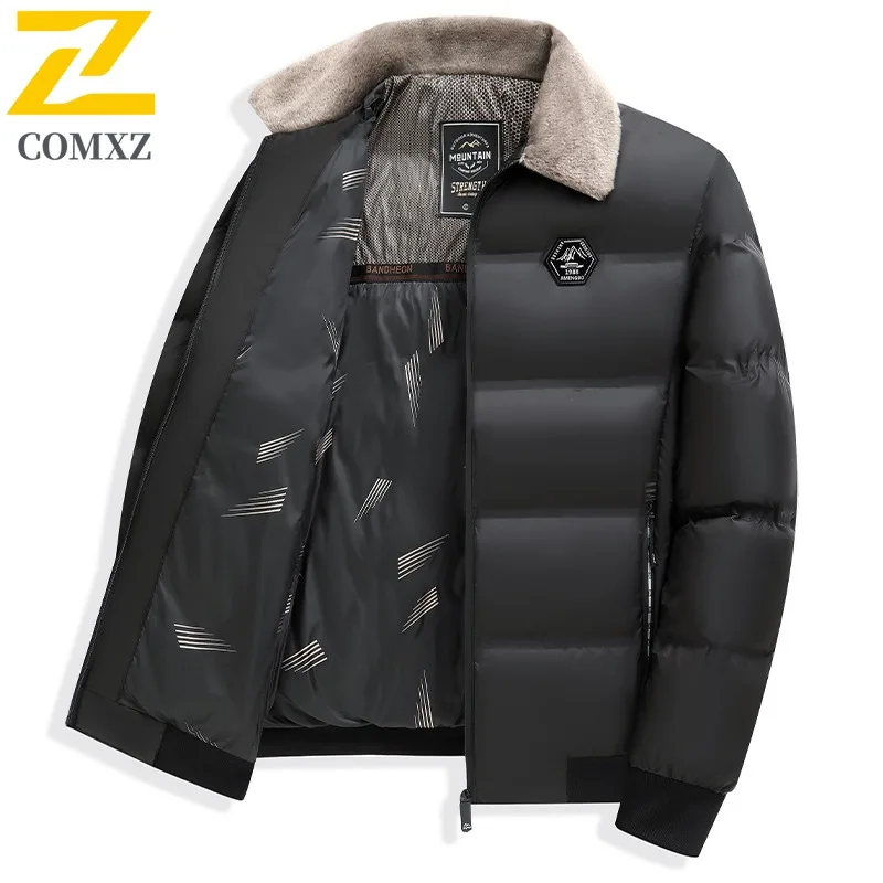 

Мужская теплая зимняя куртка с плотной хлопковой подкладкой, утолщенная повседневная рубашка с воротником, обычная посадка, повседневная верхняя одежда для холодной погоды